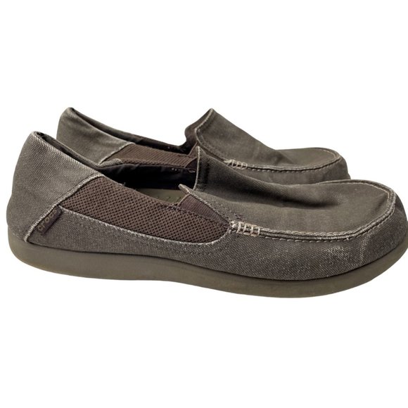 CROCS Other - Crocs Men's Santa Cruz II Triple Comfort Brown Canvas Slip-on Loafers 12M 202056